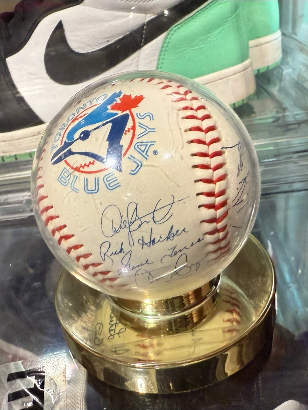 Toronto Blue Jays 1994/1995 Team Signed Baseball - Team Logo with Red Stitching